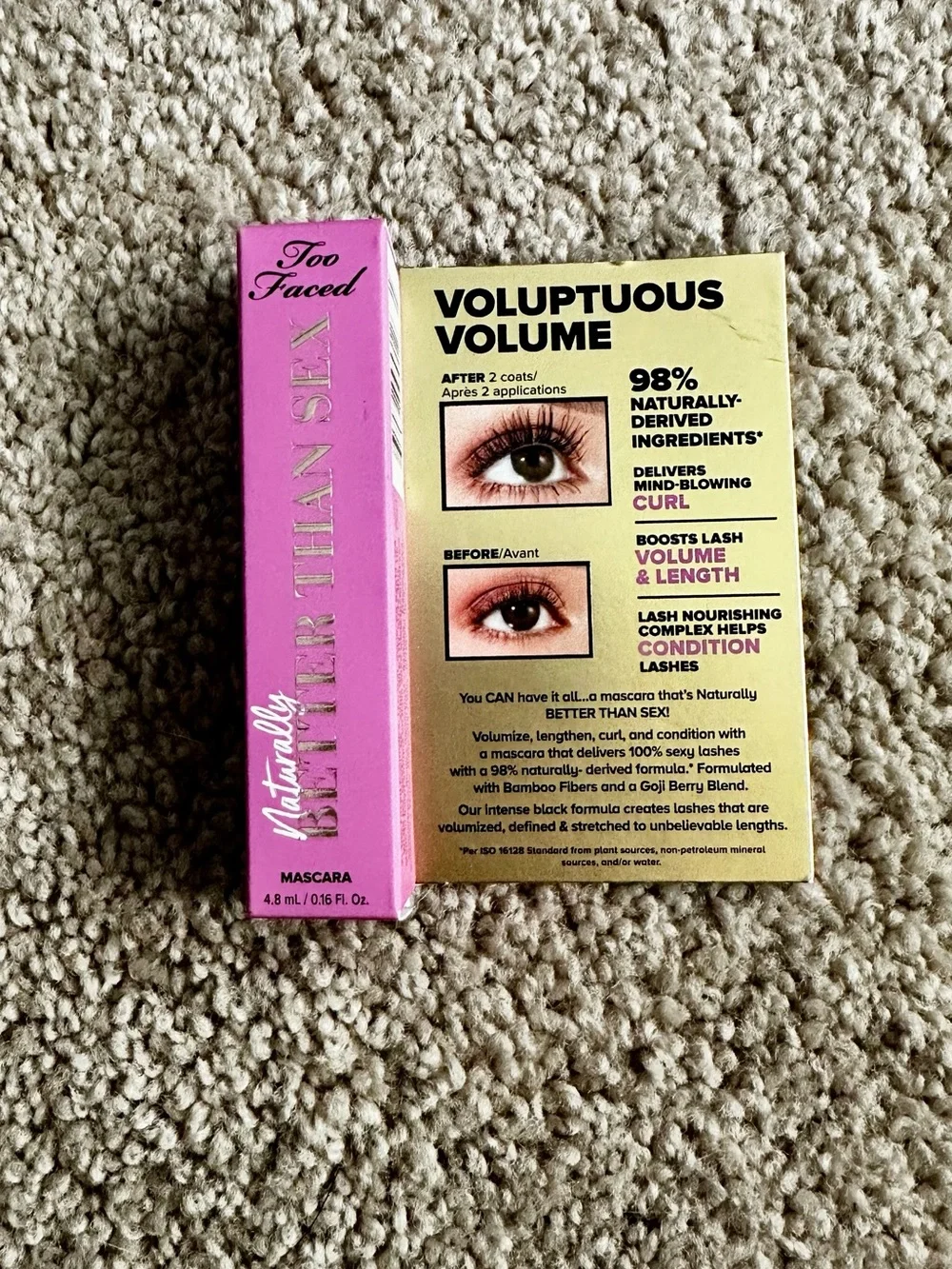 Too Faced Mascara Better Than Sex Waterproof, Naturally and Original formulas